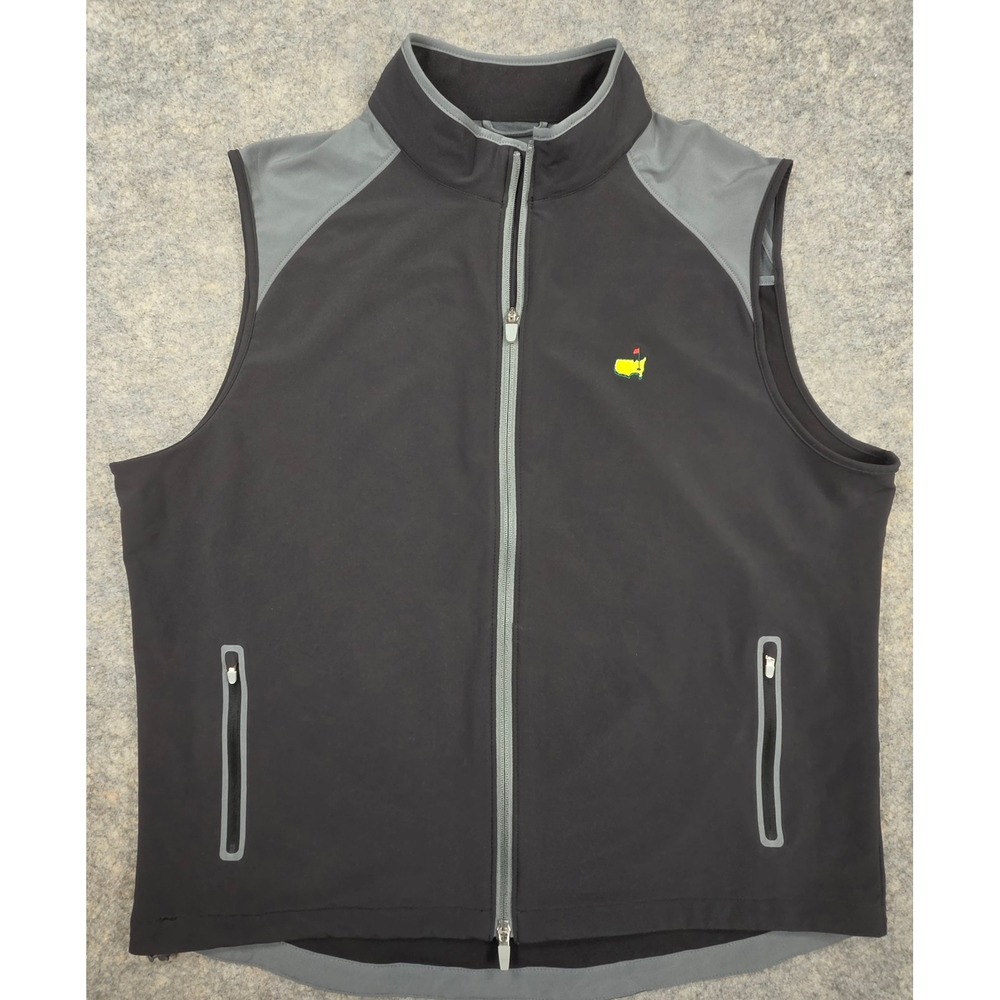Masters Peter Millar Golf Vest Mens XL Black Gray Full Zip Lightweight Jacket